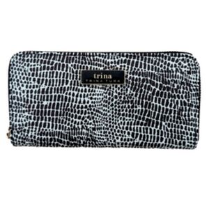Trina Turk Black and White Large Zip Around Gift Boxed Croc Wallet, NWT